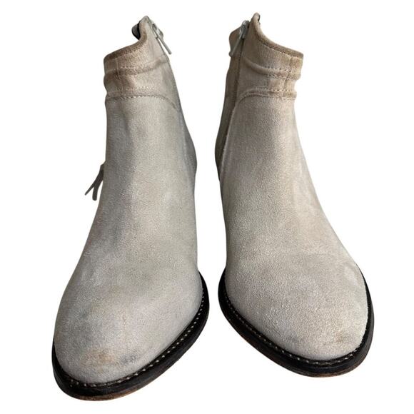 Rebels Beige Suede Nubuck Leather Zip Booties Women Sz 8.5 Rare Western Bohemian - Picture 13 of 16